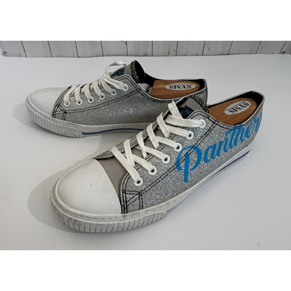 Foco Sneakers Carolina Panthers Football Sliver Sparkle Sneakers Women's Size 11